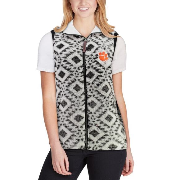 Clemson Tigers Tribal Fleece Vest Jacket Black White Pressbox Womens Medium - Picture 7 of 7